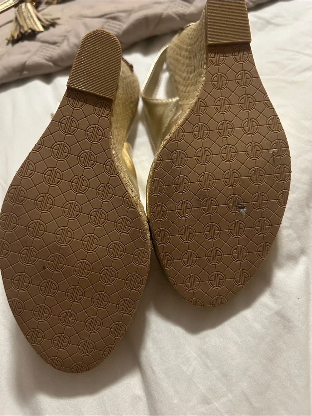 Lilly Pulitzer Metallic Gold Peep-Toe Slingback Platforms